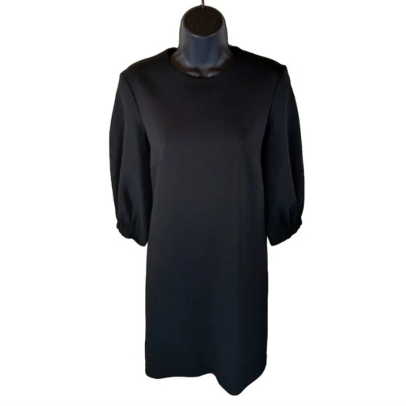 TIBI Crewneck Lace-up Back A-line Crepe Dress In Black size 4 - Picture 1 of 11